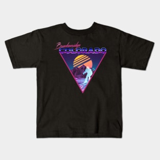 Retro Vaporwave Ski Mountain | Breckenridge Colorado | Shirts, Stickers, and More! Kids T-Shirt